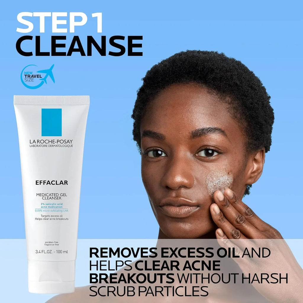Effaclar Medicated Acne Cleanser & Toleriane Double Repair Matte Moisutrizer Travel Set