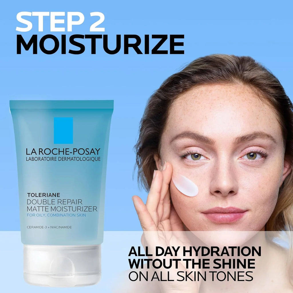 Effaclar Medicated Acne Cleanser & Toleriane Double Repair Matte Moisutrizer Travel Set